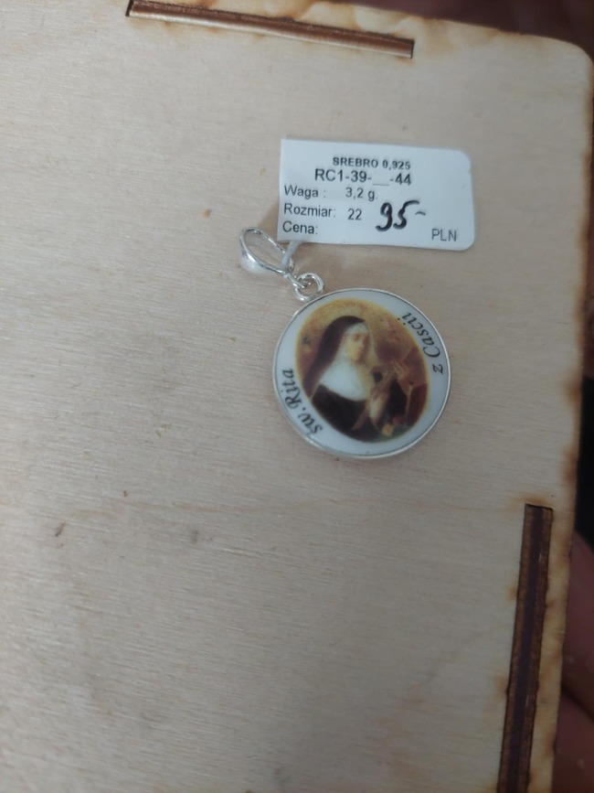 Święta RITA - medalik porcelanowy, dwustronny, opr