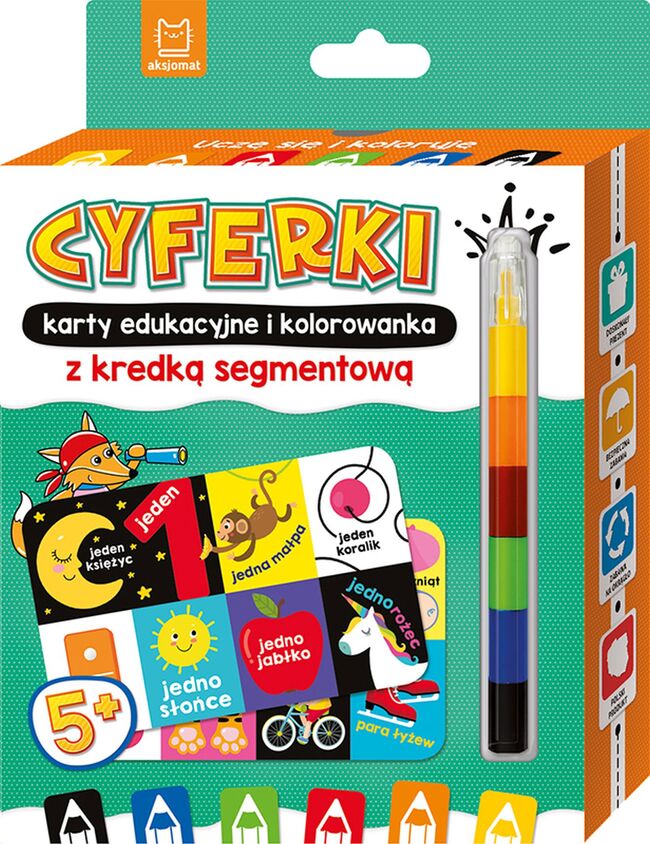 Cyferki. Karty Edukacyjne I Kolorowanka Z Kredką Segmentową. Uczę Się I Koloruję 5+