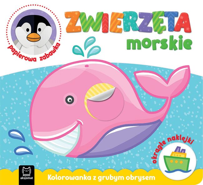 Zwierzęta Morskie. Kolorowanka Z Grubym Obrysem, Okrągłe Naklejki, Papierowa Zabawka