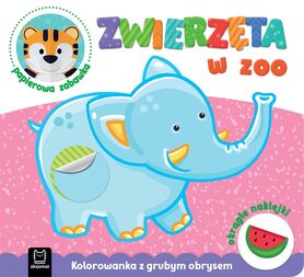 Zwierzęta W Zoo. Kolorowanka Z Grubym Obrysem, Okrągłe Naklejki, Papierowa Zabawka