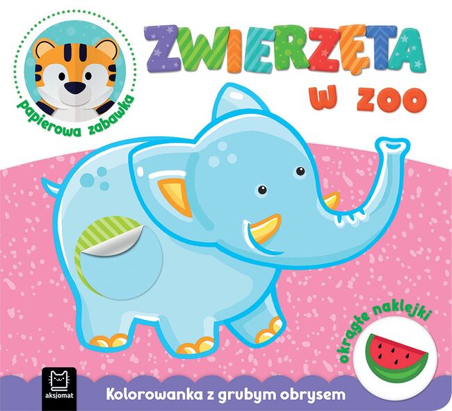 Zwierzęta W Zoo. Kolorowanka Z Grubym Obrysem, Okrągłe Naklejki, Papierowa Zabawka