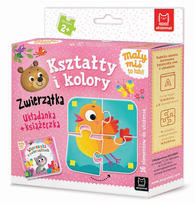 Kształty I Kolory. Zwierzątka. Układanka + Książeczka. Mały Miś To Lubi!