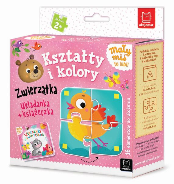 Kształty I Kolory. Zwierzątka. Układanka + Książeczka. Mały Miś To Lubi!