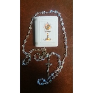 Różaniec kryształkowy I Komunjuia Święta + pudełko